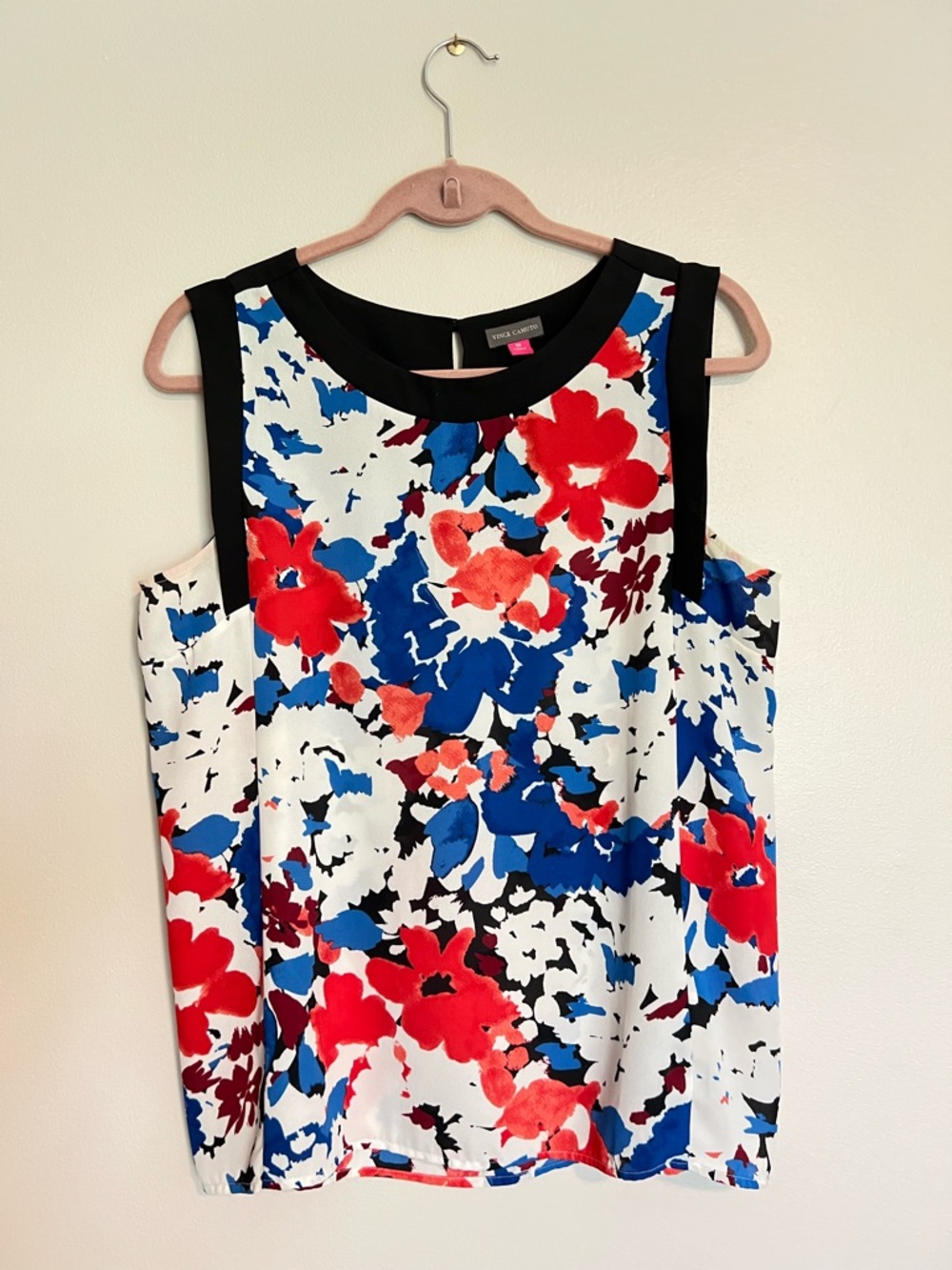 Vince Camuto Red, Blue & Black Floral Sleeveless Top